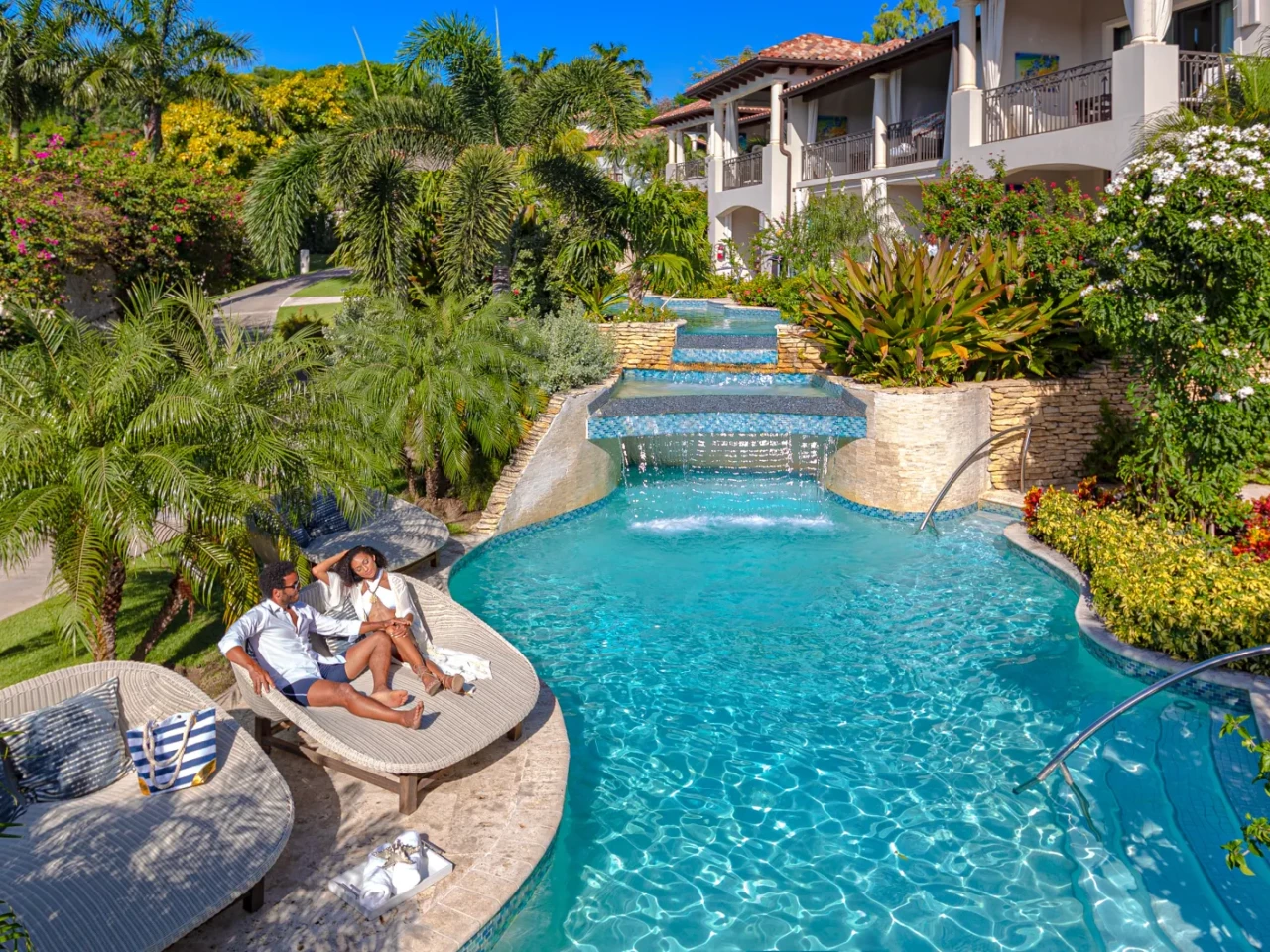 South Seas Waterfall River Pool Junior Suite with Balcony Tranquility Soaking Tub