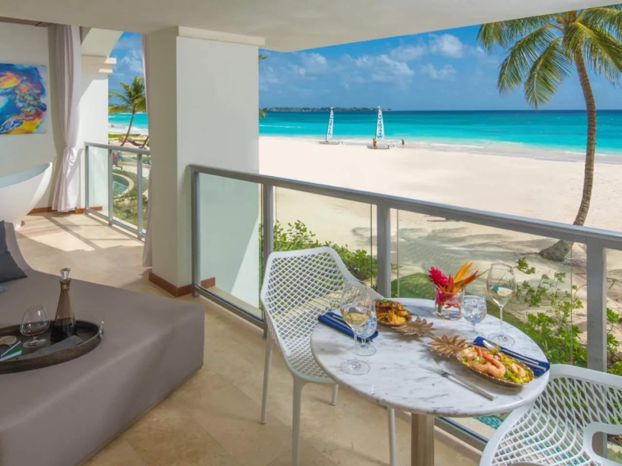 Beachfront One Bedroom Butler Suite w/ Balcony Tranquility Soaking Tub